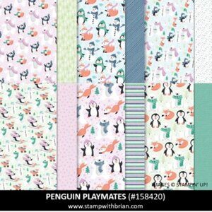 Stampin Up! Penguin Playmates 12" X12" SPECIALTY DESIGNER SERIES PAPER Complete
